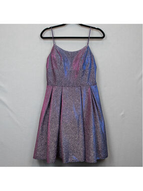 Betsy & Adam purple iridescent mini party dress-6